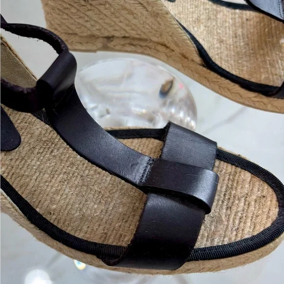 Saks Fifth Avenue Black and Tan Espadrille Sandals - Picture 6 of 6